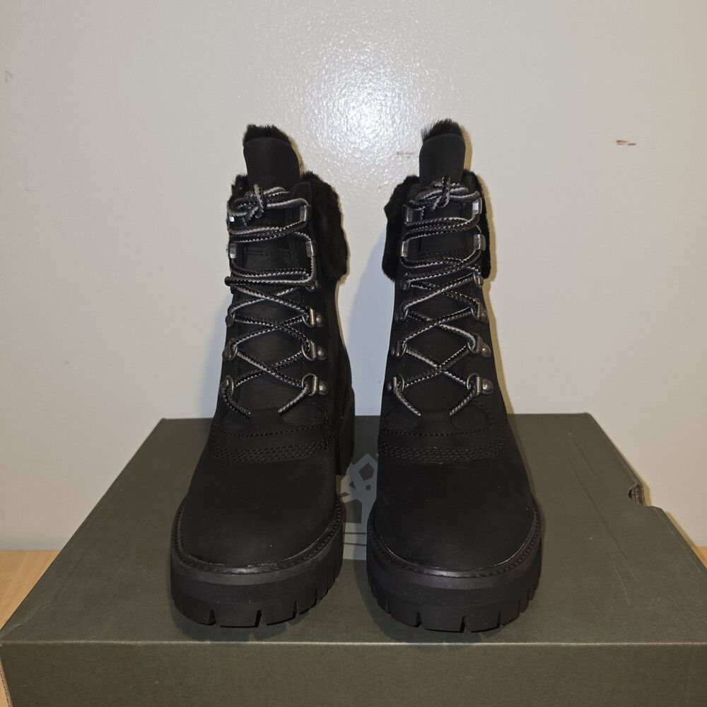 Timberland Women’s Courmayeur Valley 6” WP Shearling Boot Black Nubuck Size:5.5